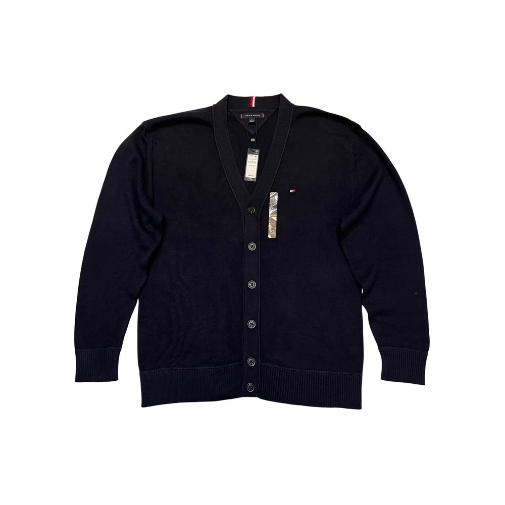 Tommy Hilfiger Men's Navy Blue V-Neck Button Front Cardigan Sweater NWT Size XL